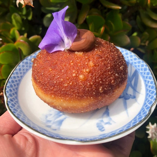 Chocolate Lavender Custard with violet color flower petal on top